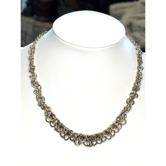 Avon Vintage Silver-Tone Chainmail Necklace 18" Adjustable Chain Jewelry - Picture 1 of 8
